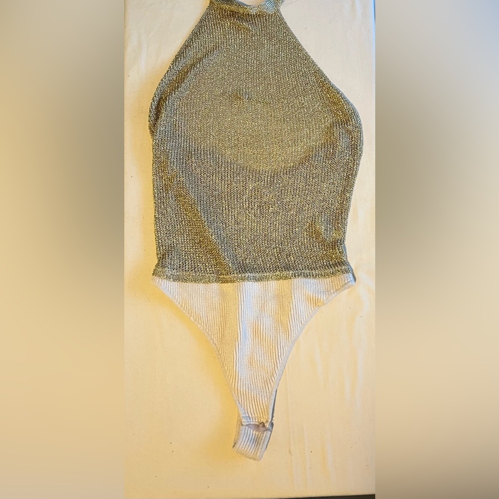 Free people Gold Halter Bodysuit (with minor defects)